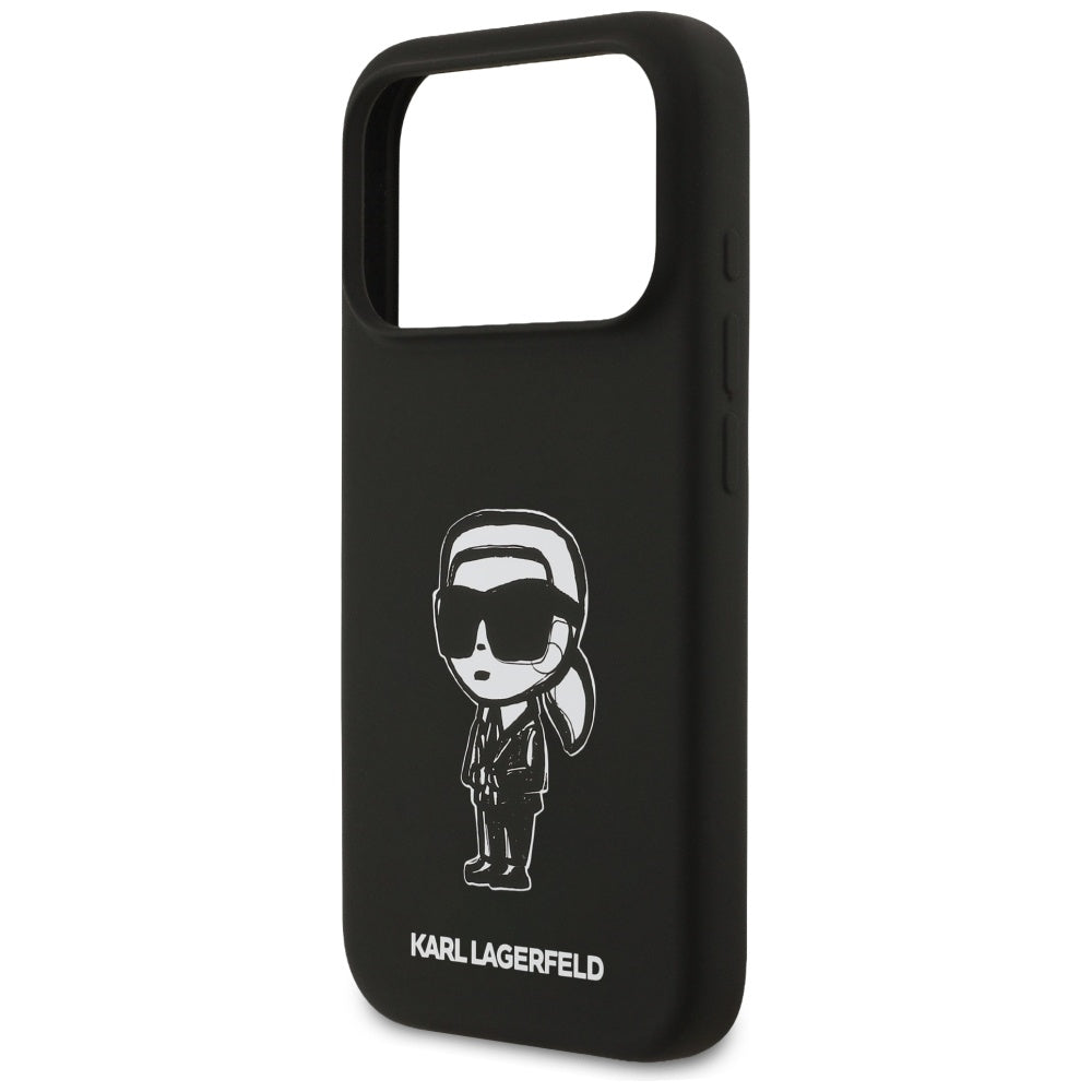 Karl Lagerfeld iPhone 17 Pro - Silicone Karl Sketch and Logo MagSafe - Σκληρή Θήκη με Πλαίσιο Σιλικόνης - Black - KLHMP17LSKIGROK