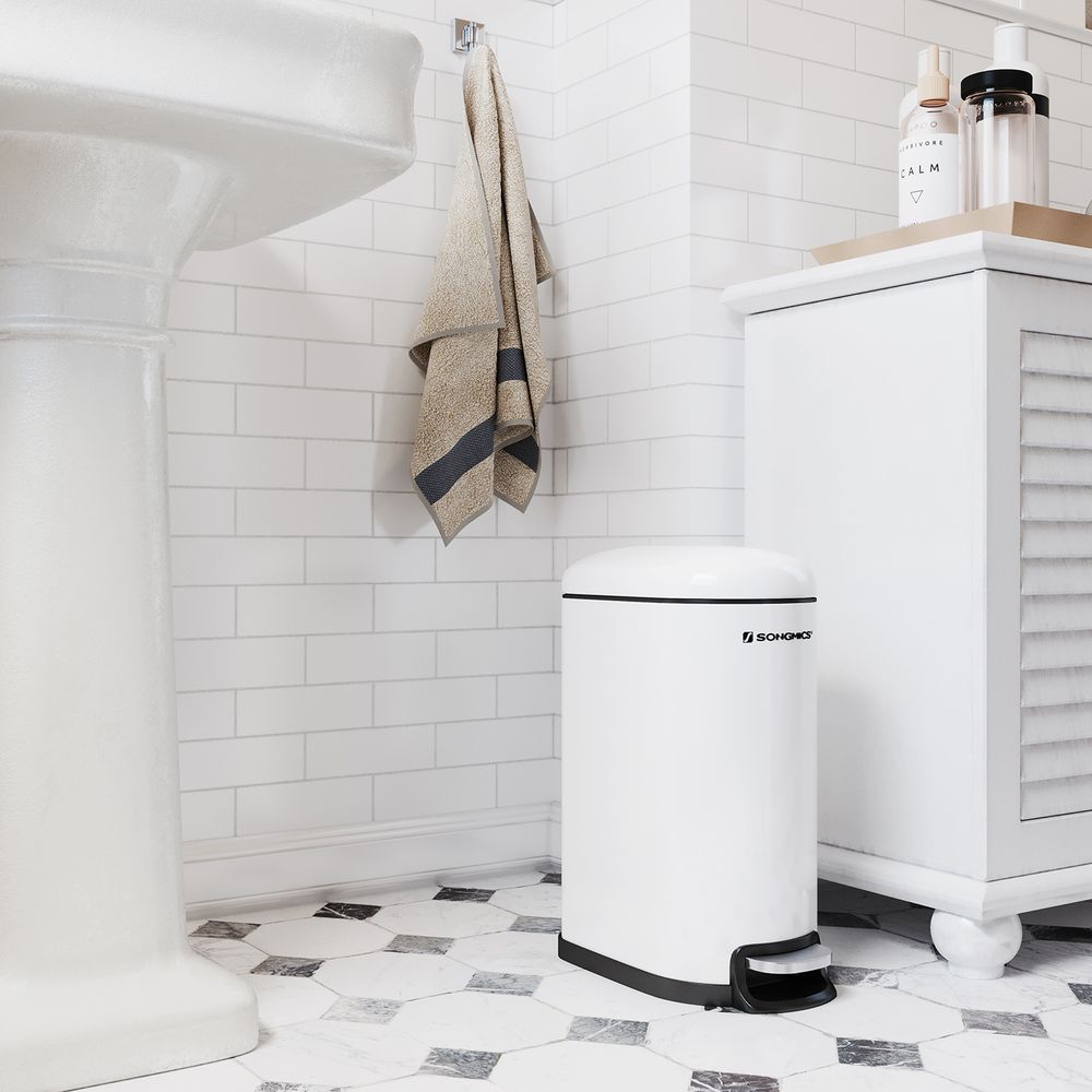 Songmics Κάδος Απορριμμάτων για το Μπάνιο - 10L - Cloud White - LTB10WT