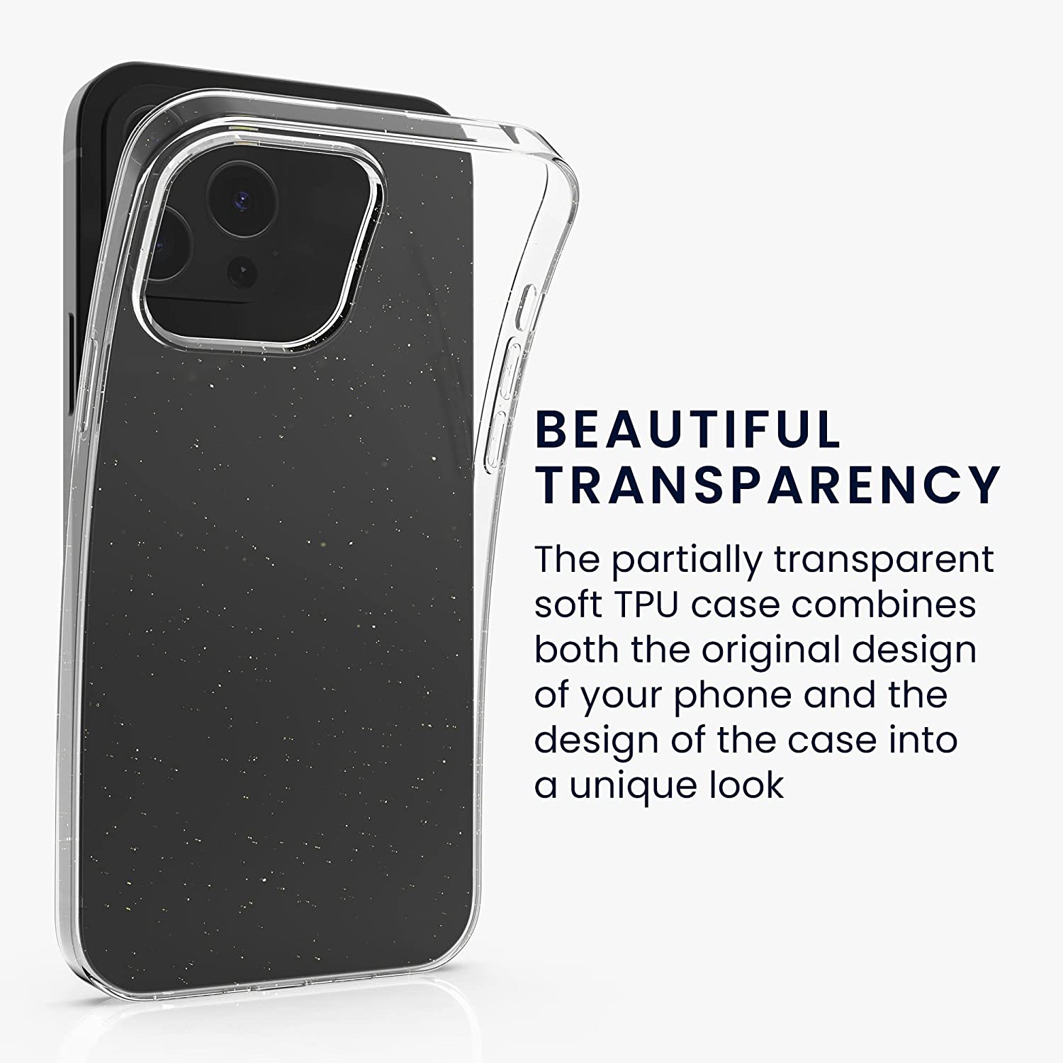 KW iPhone 13 Pro Max Θήκη Σιλικόνης TPU Design Glitter Uniform - Διάφανη - 56800.01