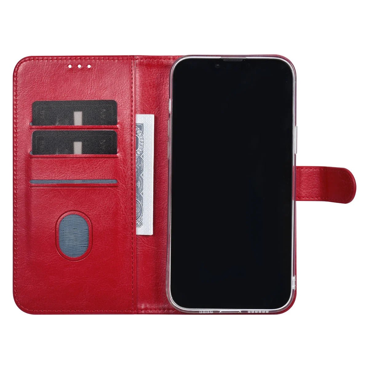 Tuniq iPhone 15 Plus / 14 Plus - Θήκη Πορτοφόλι Stand από Δερματίνη - Κόκκινη