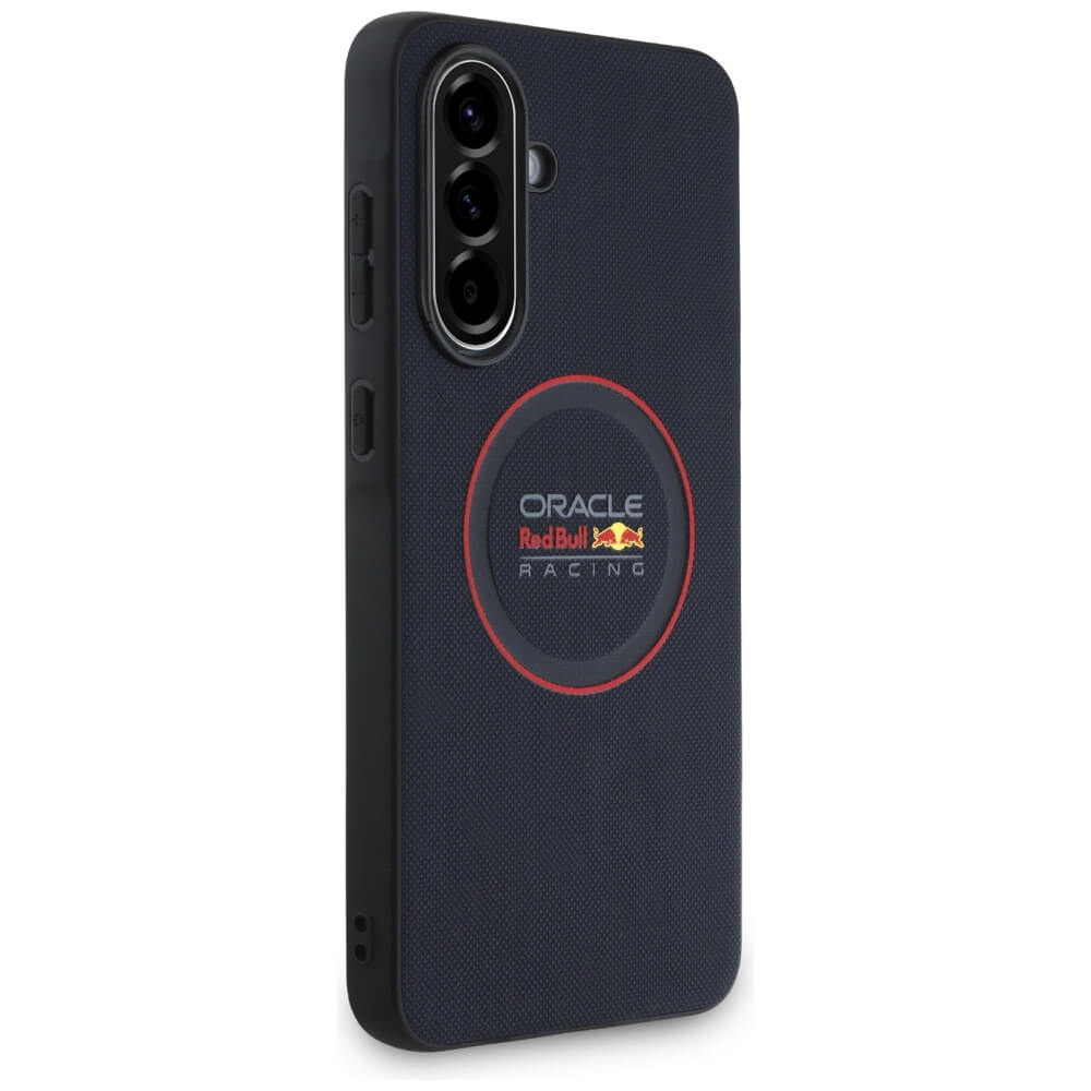 Red Bull Samsung Galaxy A36 5G - Meshed Red Ring - Σκληρή Θήκη με Επένδυση Συνθετικού Δέρματος και Πλαίσιο Σιλικόνης - Navy Blue - RBHCSA3624PUILVR