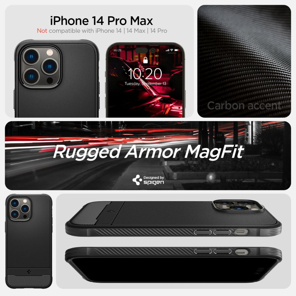 Spigen iPhone 14 Pro Max Rugged Armor Mag Θήκη TPU με MagSafe - Matte Black