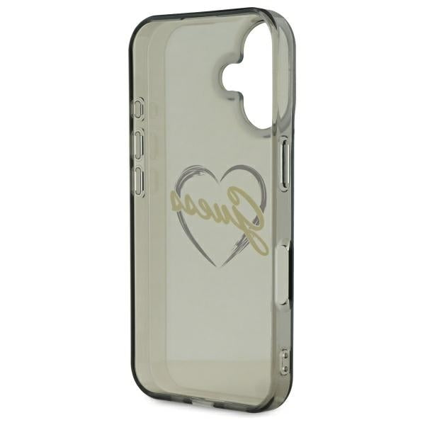 Guess iPhone 16 - IML Heart - Σκληρή Θήκη με Πλαίσιο Σιλικόνης - Black - GUHCP16SHCHGSPK