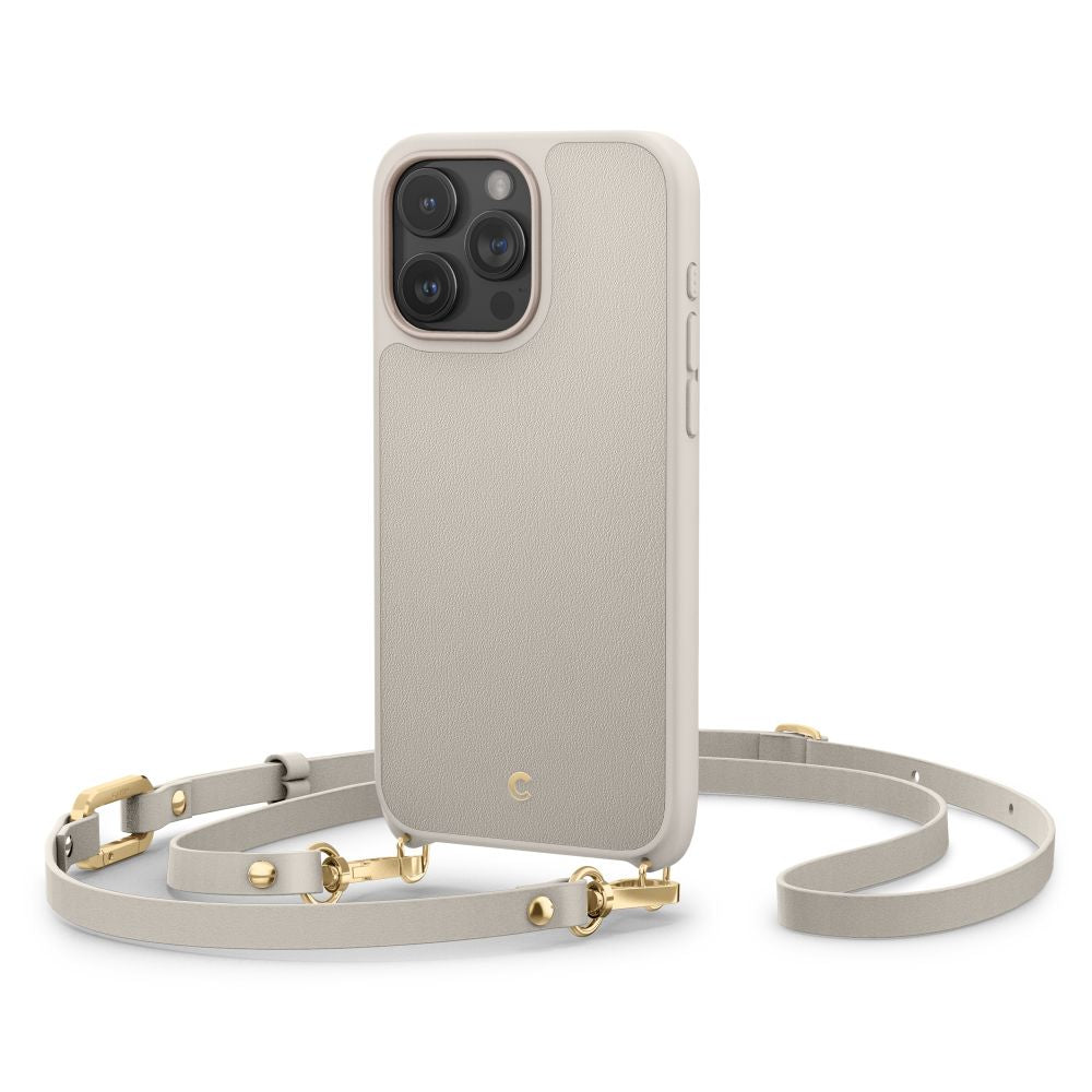 Spigen Cyrill iPhone 15 Pro Classic Charm Mag Σκληρή Θήκη MagSafe με Πλαίσιο Σιλικόνης και Λουράκι - Cream