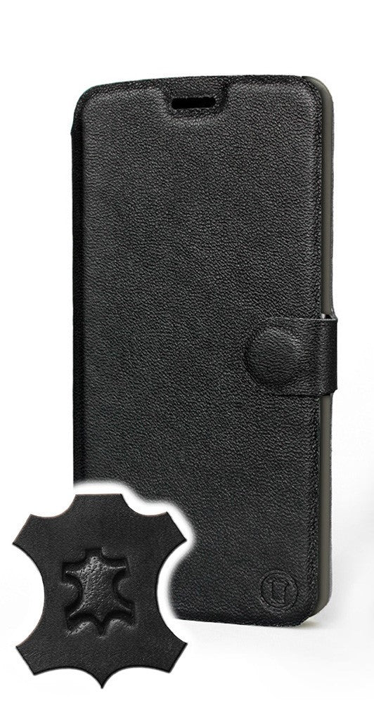 Mobiwear iPhone 14 Pro Max Θήκη Βιβλίο Slim Flip από Γνήσιο Δέρμα - Μαύρη - L_BLS