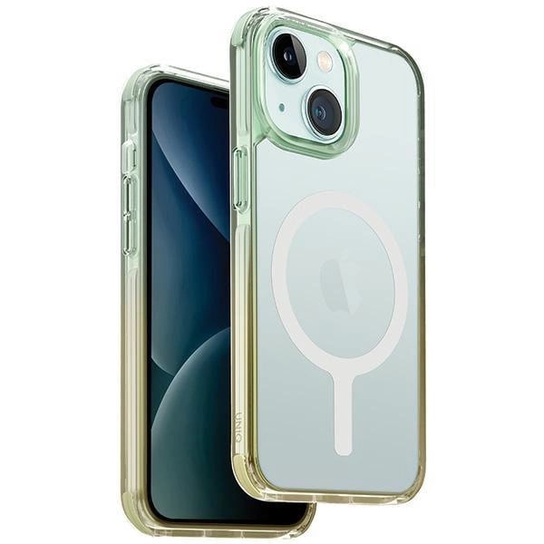 Uniq iPhone 15 Combat Duo Magclick Σκληρή Θήκη με Πλαίσιο Σιλικόνης και MagSafe - Green Yellow / Sea Green Soft Yellow
