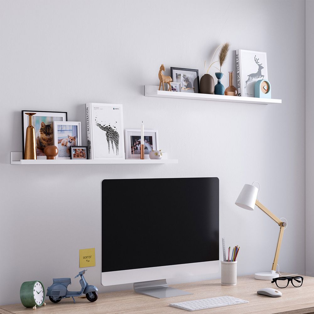 Songmics Σετ με 2 Ράφια Τοίχου - 80 x 10 cm - White - LWS080W01