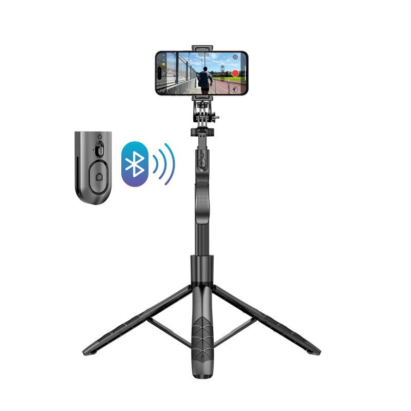 Crong SelfieGo Ultra Ασύρματο Selfie Stick Τρίποδο με Τηλεχειριστήριο Bluetooth - Black
