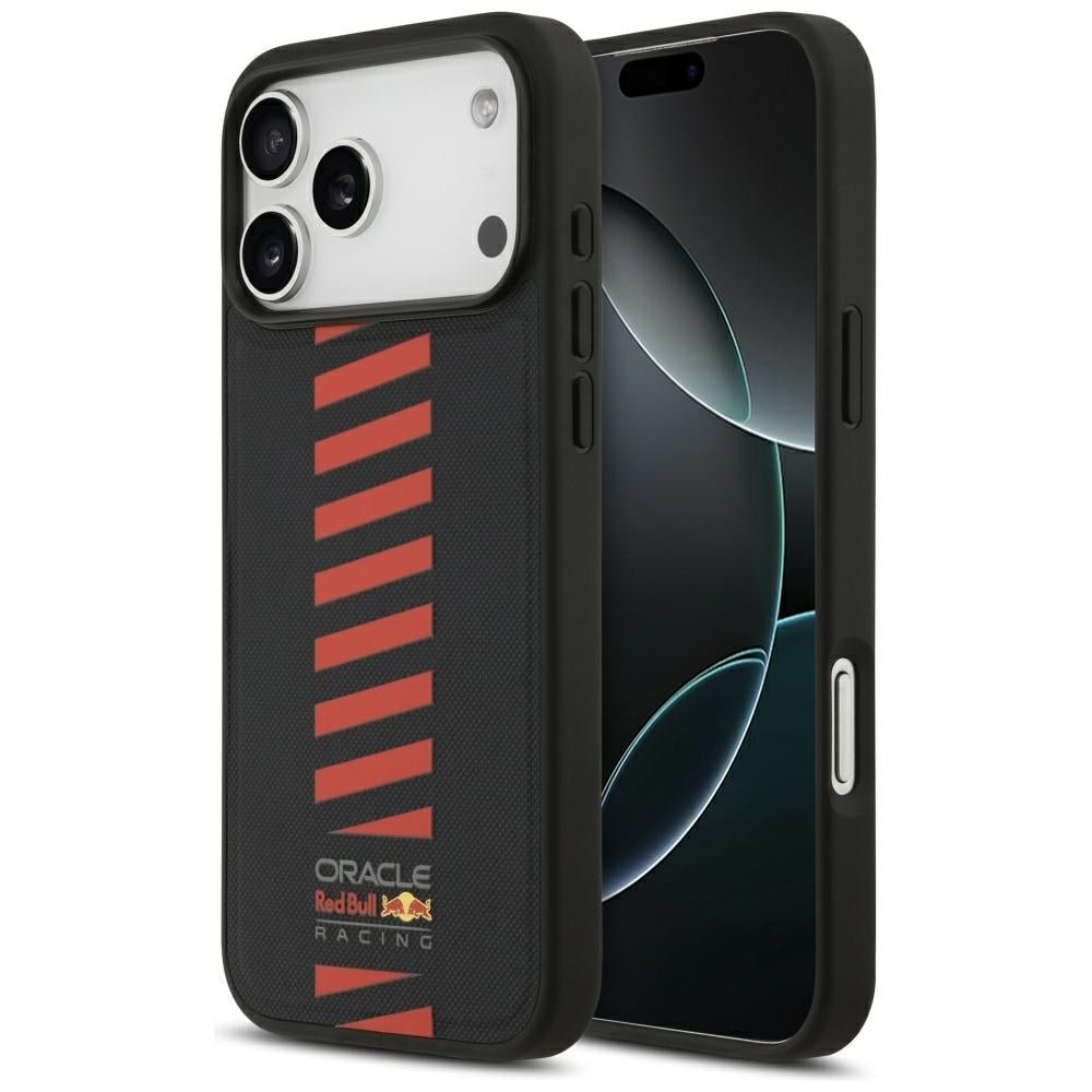 Red Bull iPhone 17 Pro Max - Meshed Powerbar MagSafe - Σκληρή Θήκη με Πλαίσιο Σιλικόνης και Επένδυση από Οικολογικό Δέρμα - Navy Blue - RBHMP17X24PUDSRV
