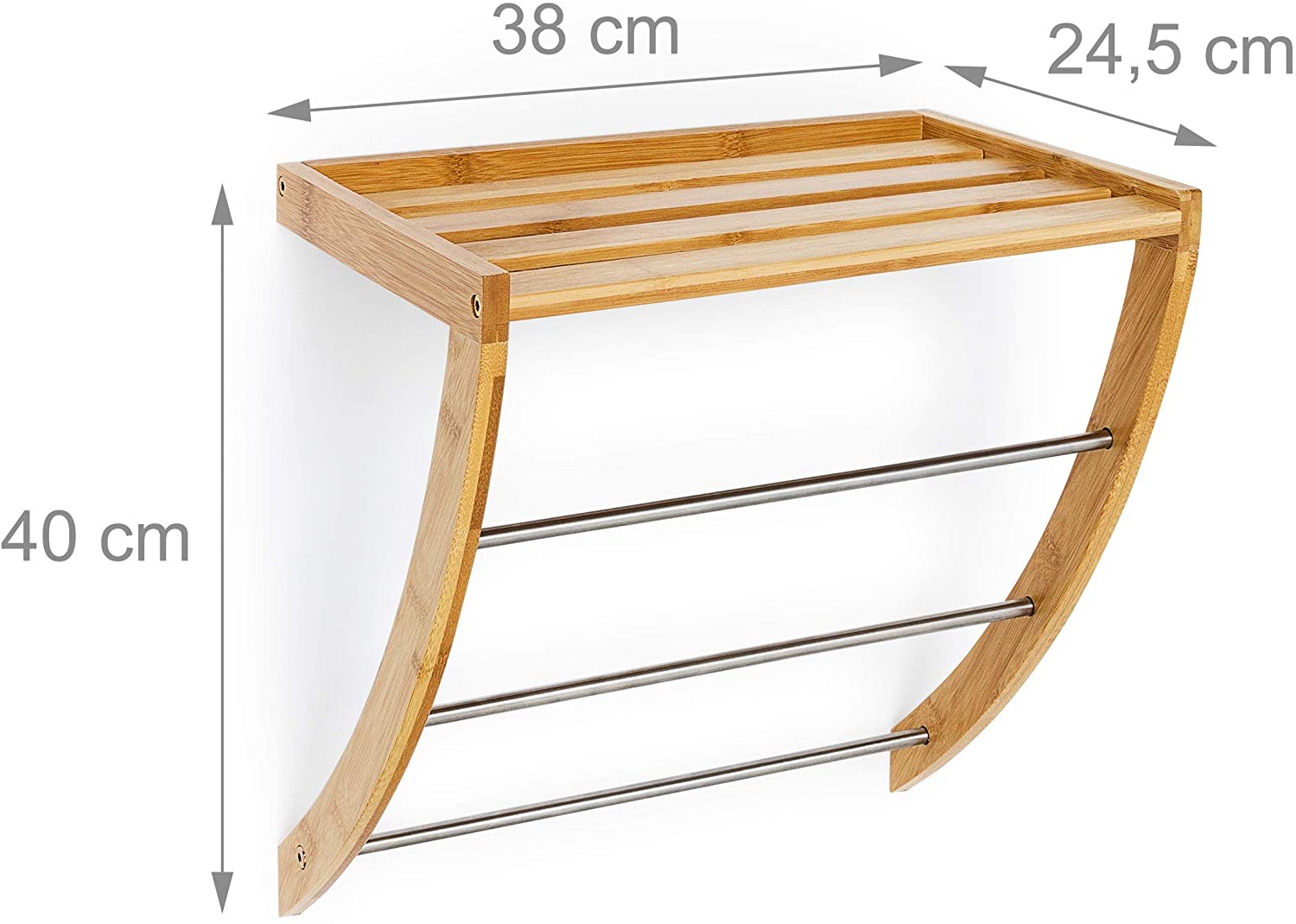 Relaxdays Ξύλινο Ράφι Τοίχου για το Μπάνιο από Bamboo - Natural Wood - 4052025191887