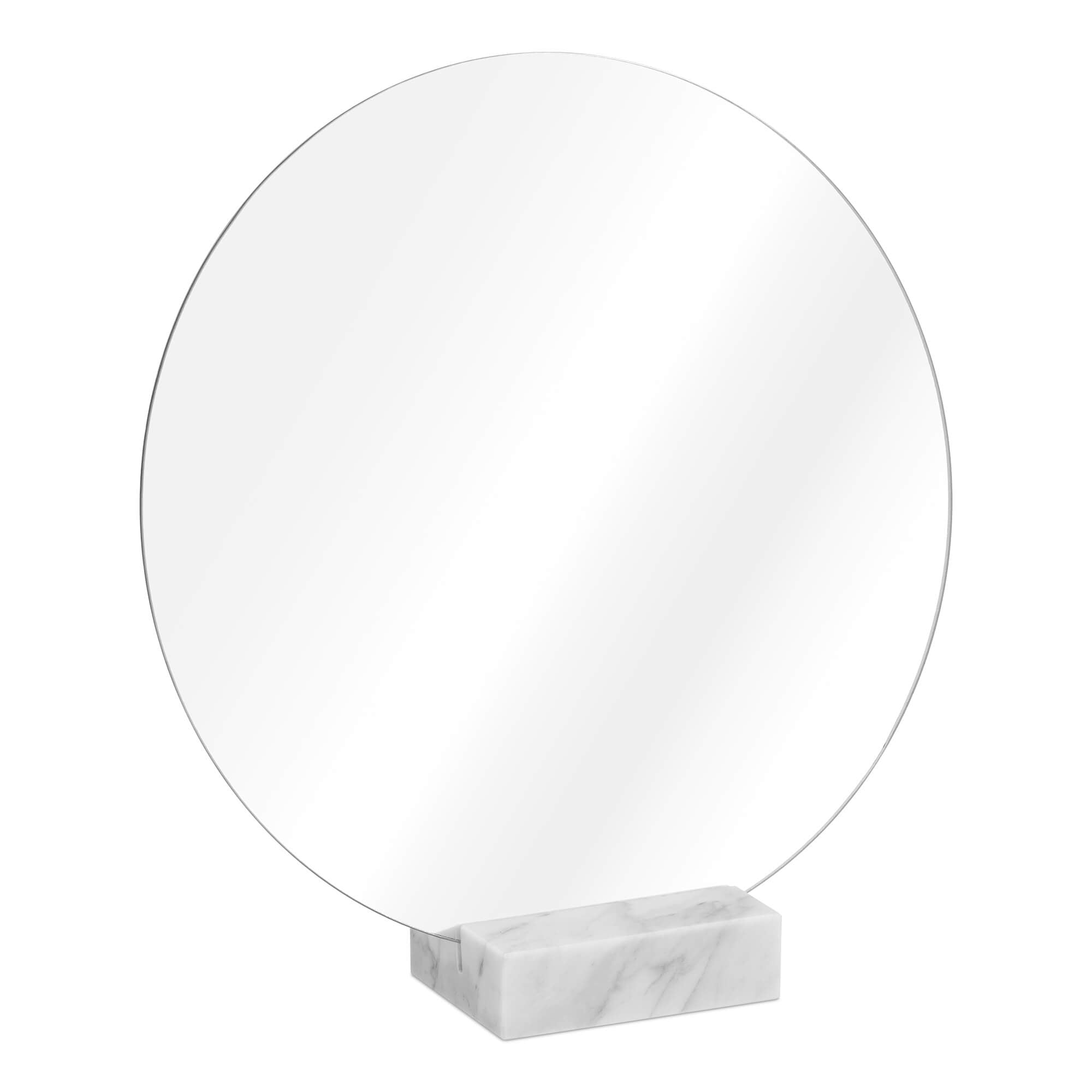 Navaris Στρόγγυλος Επιτραπέζιος Καθρέπτης με Mαρμάρινη Bάση - 30cm - White - 57297.01