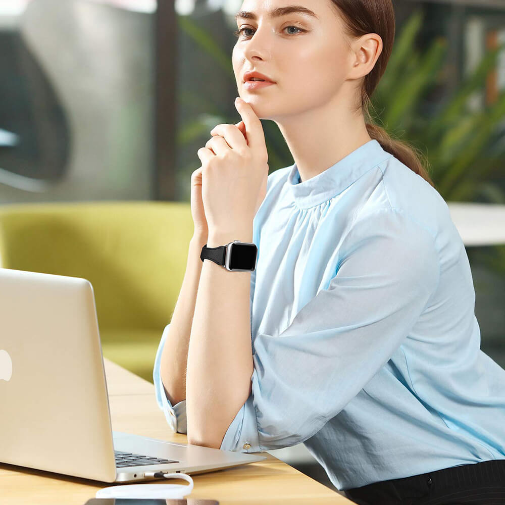 Techsuit Λουράκι Apple Watch 4/5/6/7/8/9/10/11 - SE (1/2/3) - ULTRA (1/2/3) - 44/45/46/49mm Watchband W033 από Συνθετικό Δε΄ρμα - 35 x 14 x 180mm - Black