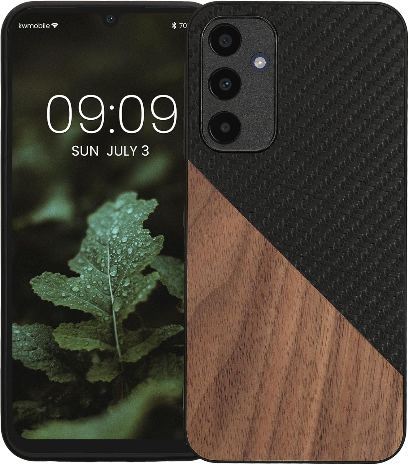 KW Samsung Galaxy A25 5G Θήκη από Φυσικό Ξύλο και Carbon - Dark Brown / Black