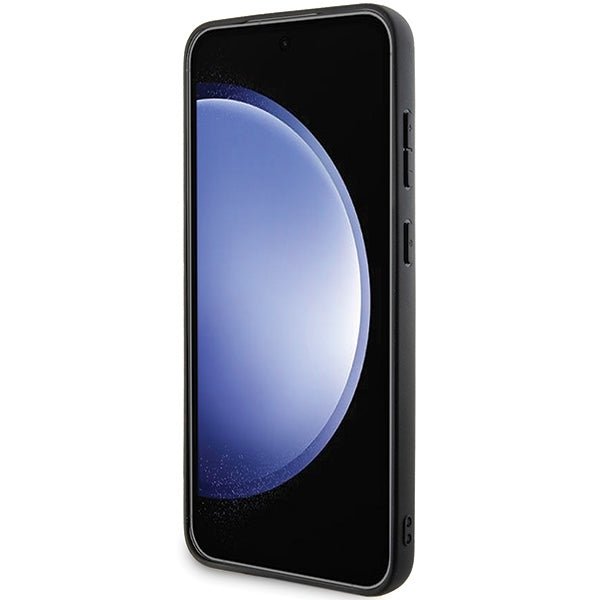 Karl Lagerfeld Samsung Galaxy S24 - Saffiano Karl and Choupette Metal Pin Σκληρή Θήκη με Επένδυση Συνθετικού Δέρματος και Πλαίσιο Σιλικόνης - Grey - KLHCS24SPSAKCMPG