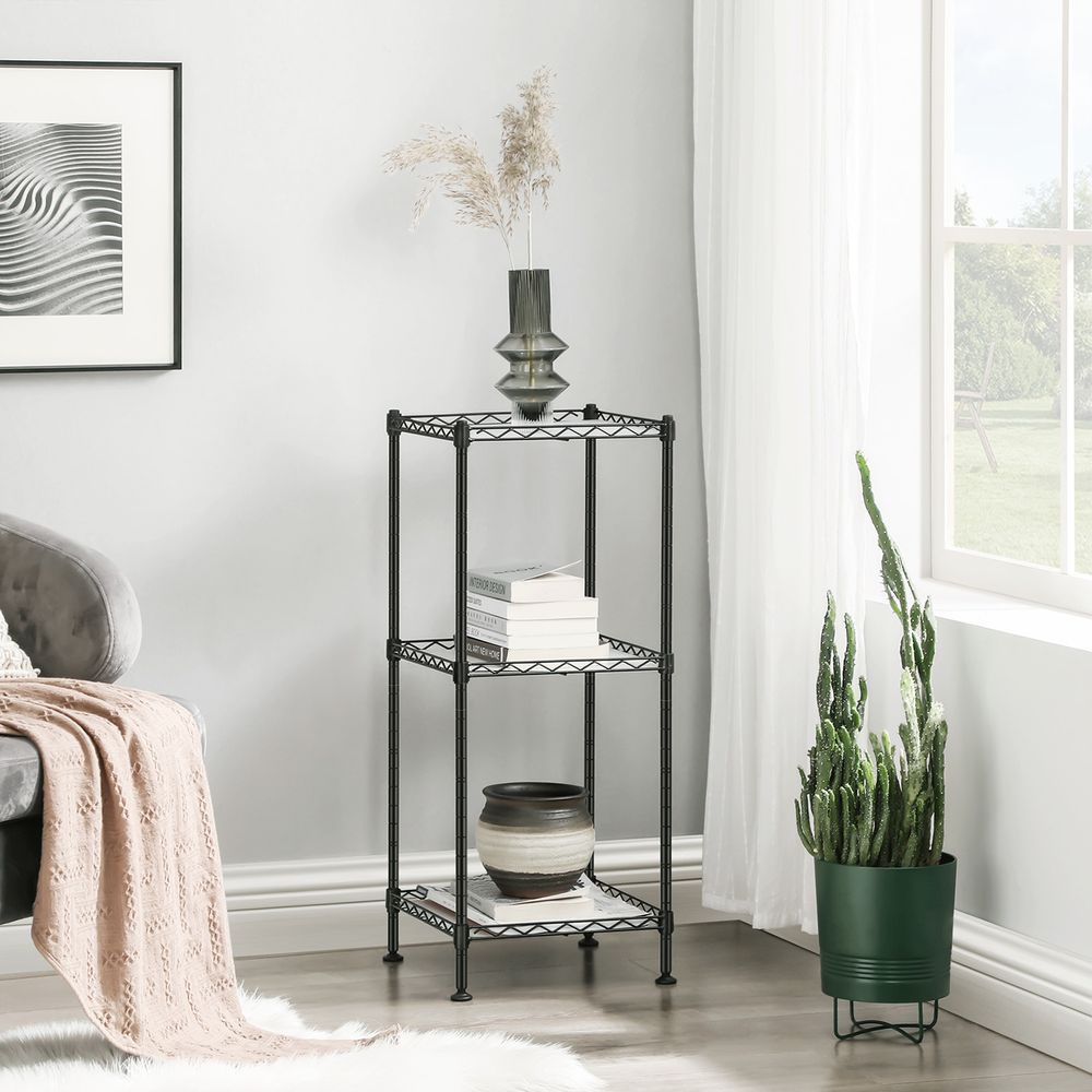 Songmics Μεταλλική Ραφιέρα με 3 Πλαστικά Ράφια - 30 x 30 x 73 cm - Black - LGR103B01