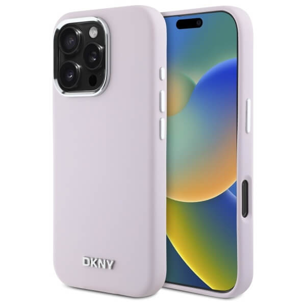 DKNY iPhone 16 Pro Max - Liquid Silicone Small Metal Logo - MagSafe Σκληρή Θήκη με Πλαίσιο Σιλικόνης - Pink
