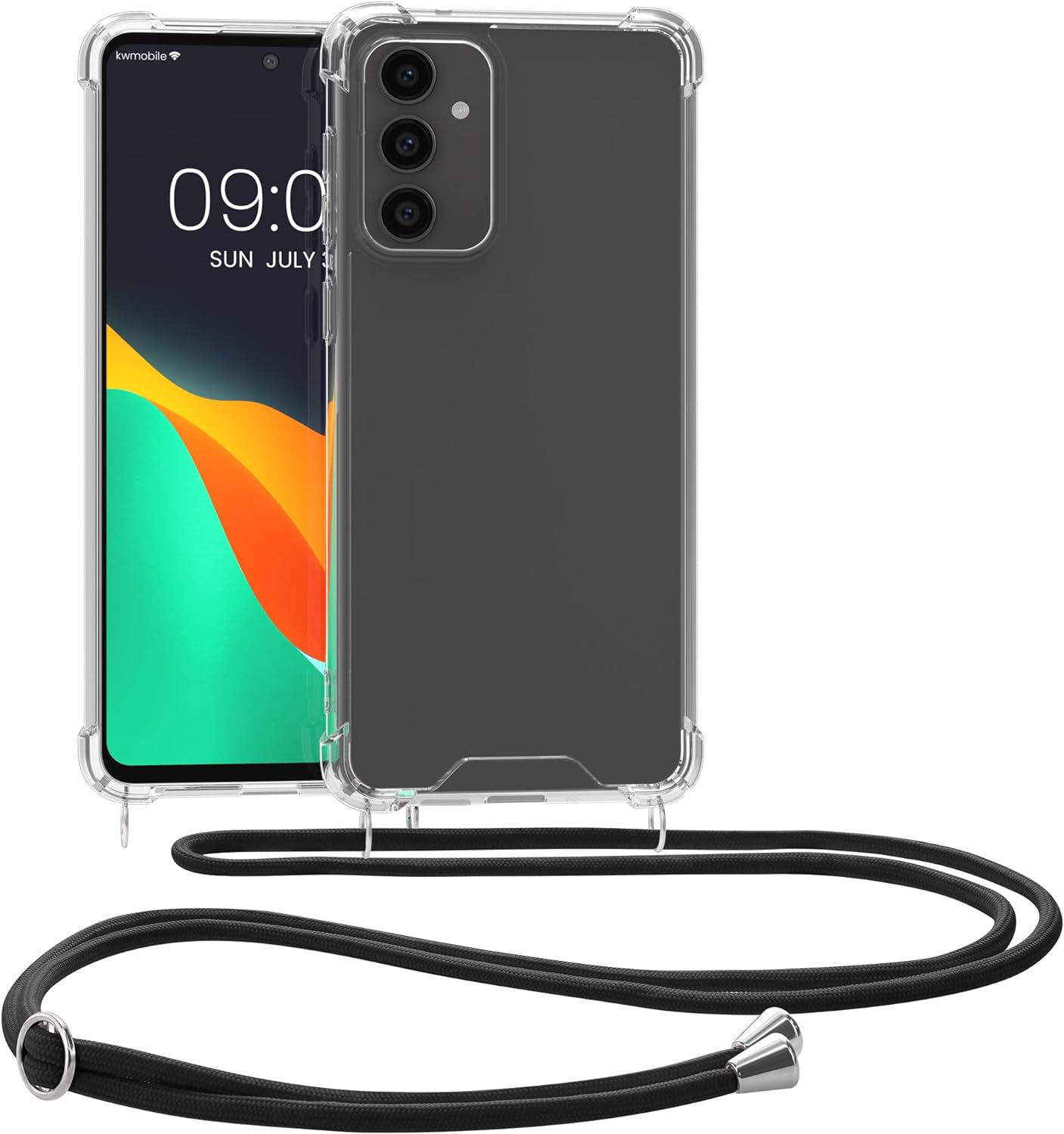 KW Samsung Galaxy S23 FE Θήκη Σιλικόνης TPU με Λουράκι - Διάφανη / Black