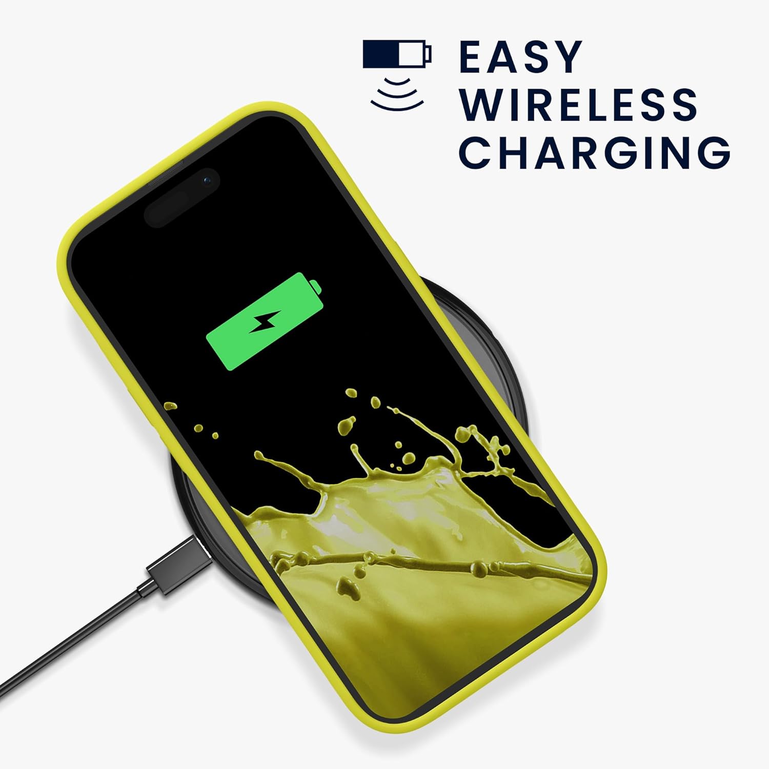 KW iPhone 15 Pro Θήκη Σιλικόνης Rubberized TPU - Lemon Yellow