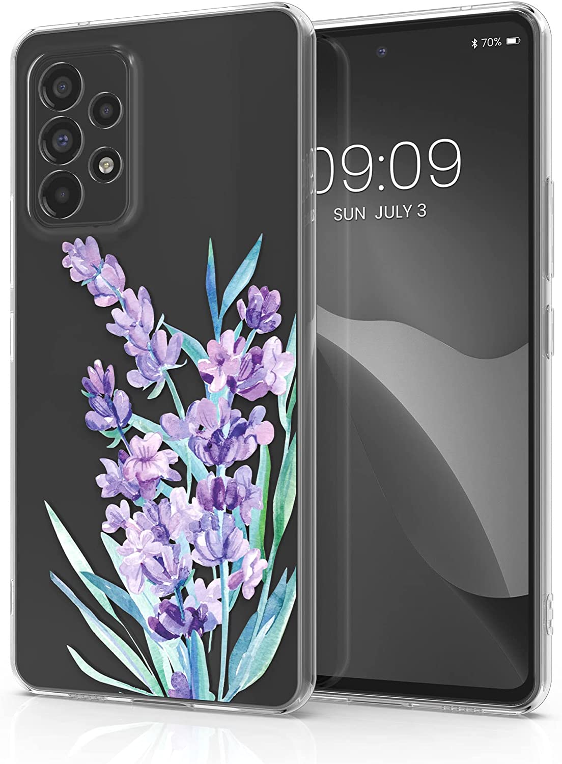 KW Samsung Galaxy A53 5G Θήκη Σιλικόνης TPU Design Lavender - Violet / Turquoise - Διάφανη - 58384.04