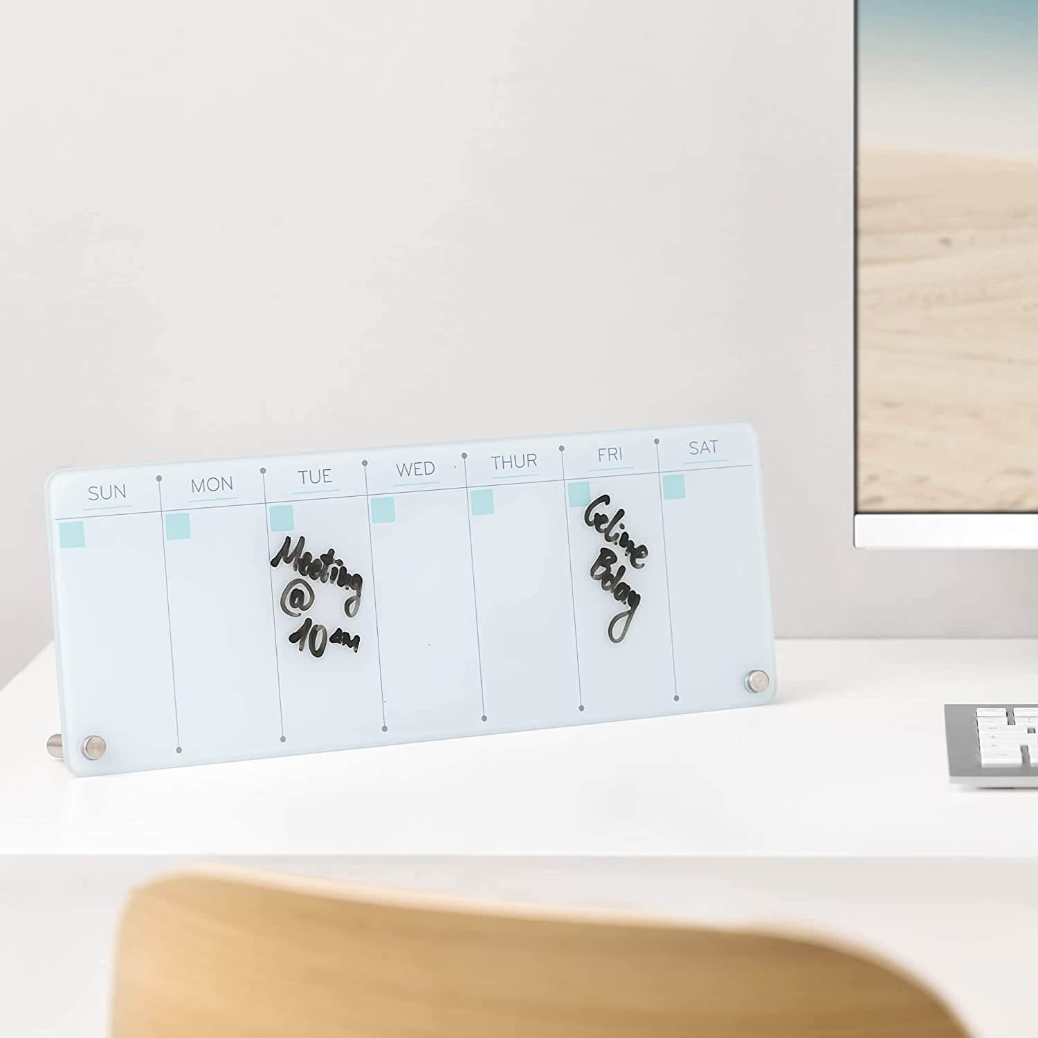 Navaris Επιτραπέζιος Εβδομαδιαίος Γυάλινος Πίνακας Χρονοδιαγράμματος - Design Squares - White - 54819.03