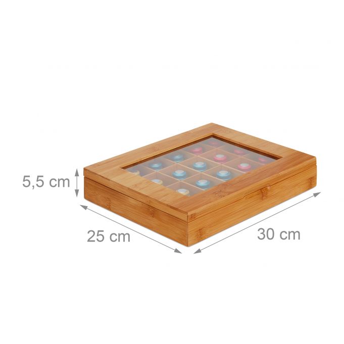 Relaxdays Ξύλινο Κουτί Αποθήκευσης για Κάψουλες Nespresso με 24 Διαμερίσματα - Natural - 4052025242060