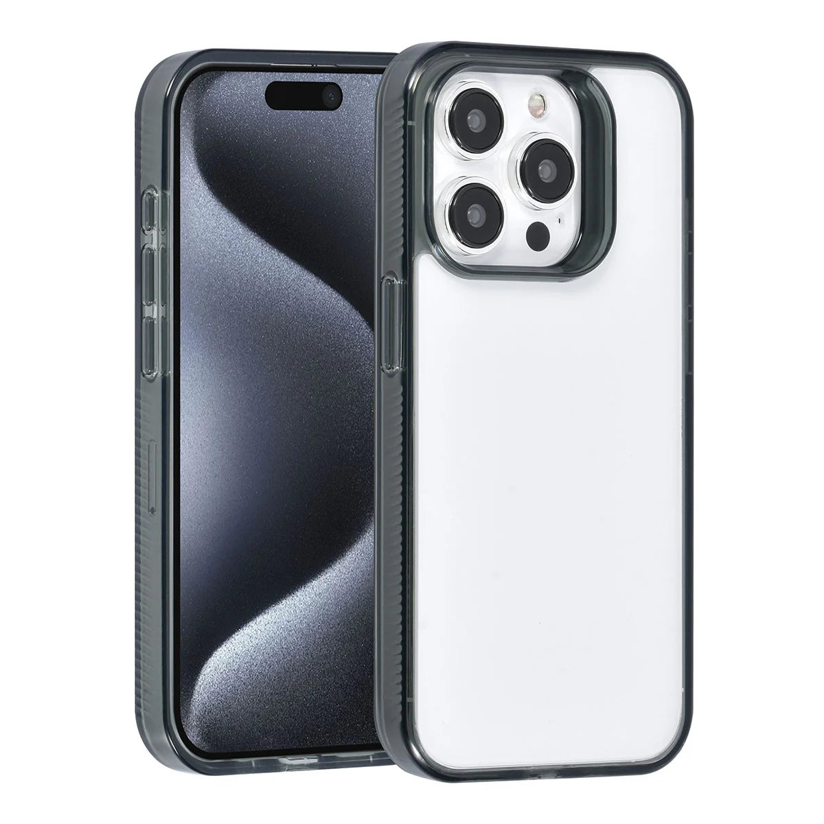 Tuniq iPhone 15 Pro - Σκληρή Θήκη με Πλαίσιο Σιλικόνης - Ημιδιάφανο Μαύρο / Διάφανο