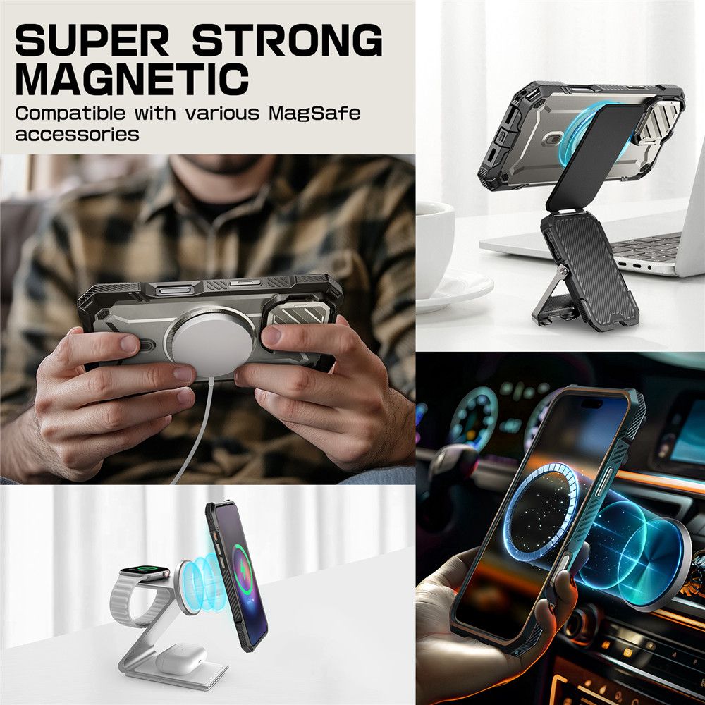 Supcase iPhone 16 Pro Max UB XT Mag Σκληρή Θήκη με Ανοιγόμενο Κάλυμμα Κάμερας / Stand και MagSafe - Titan Grey