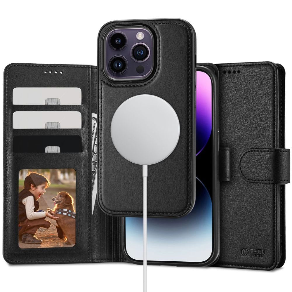 Tech - Protect iPhone 15 Pro Θήκη Πορτοφόλι Stand από Δερματίνη με Αποσπώμενη θήκη MagSafe - Black