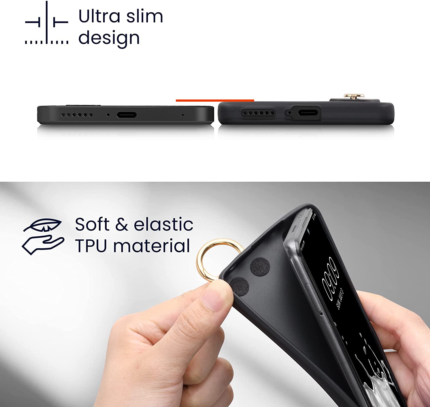 KW Xiaomi Redmi Note 11 Pro+ 5G Θήκη Σιλικόνης TPU με Λουράκι και Finger Holder - Rose Tan - 59060.193