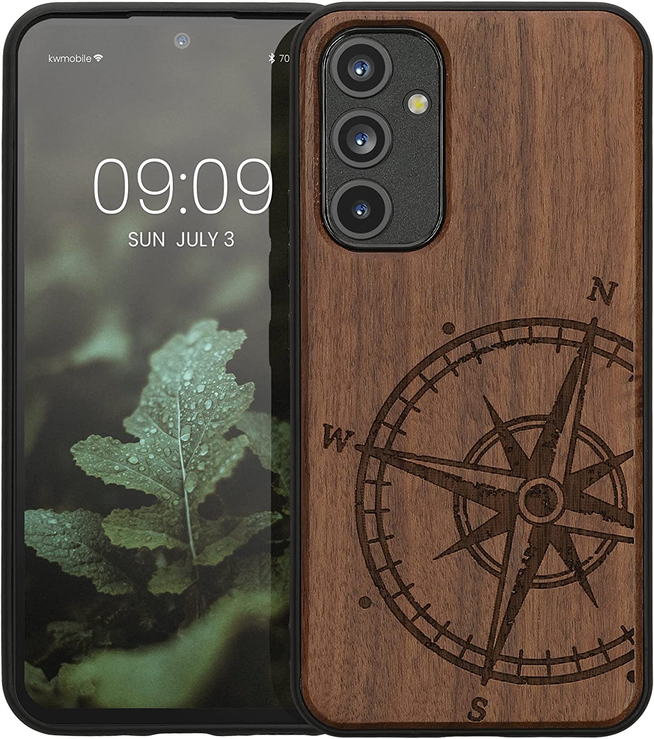 KW Samsung Galaxy A54 5G Θήκη από Φυσικό Ξύλο - Design Compass Vintage - Dark Brown - 60799.02