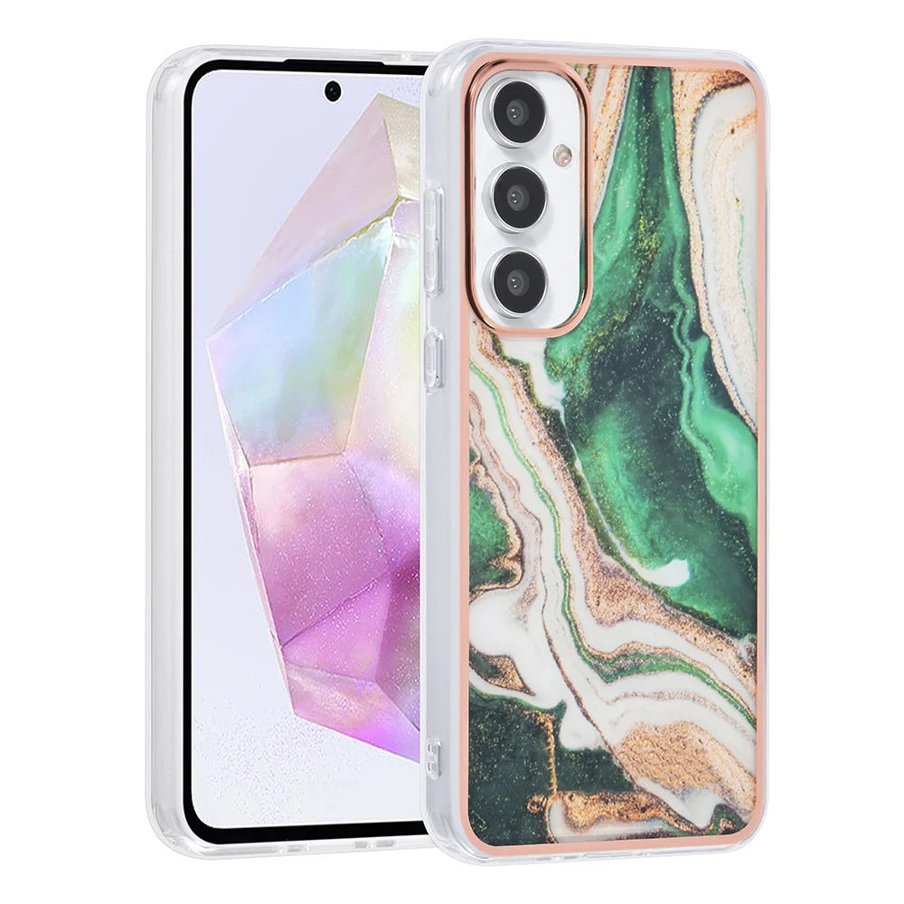 Tuniq Samsung Galaxy A35 5G - Σκληρή Θήκη με Πλαίσιο Σιλικόνης - Σχέδιο Μάρμαρο - Πράσινη