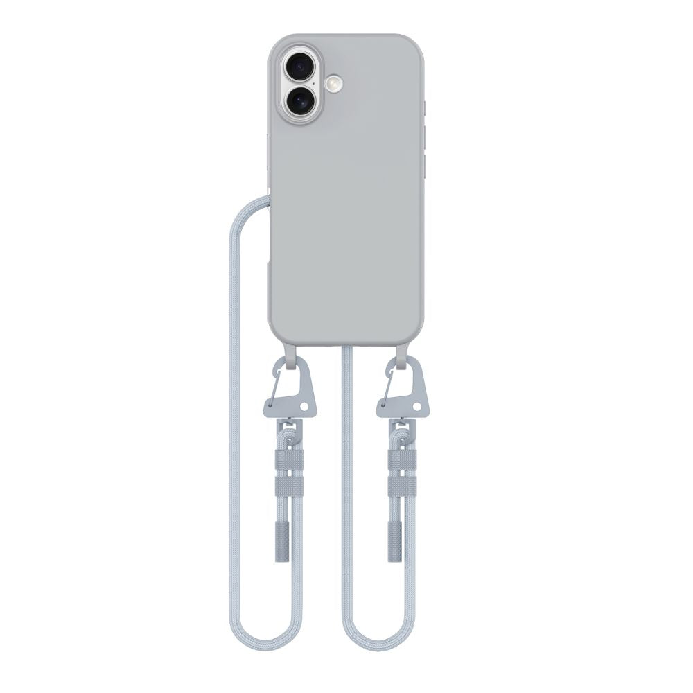 Tech-Protect iPhone 16 MagNecklace - MagSafe Θήκη Σιλικόνης TPU με Pυθμιζόμενο Αποσπώμενο Κορδόνι - Crayon Grey