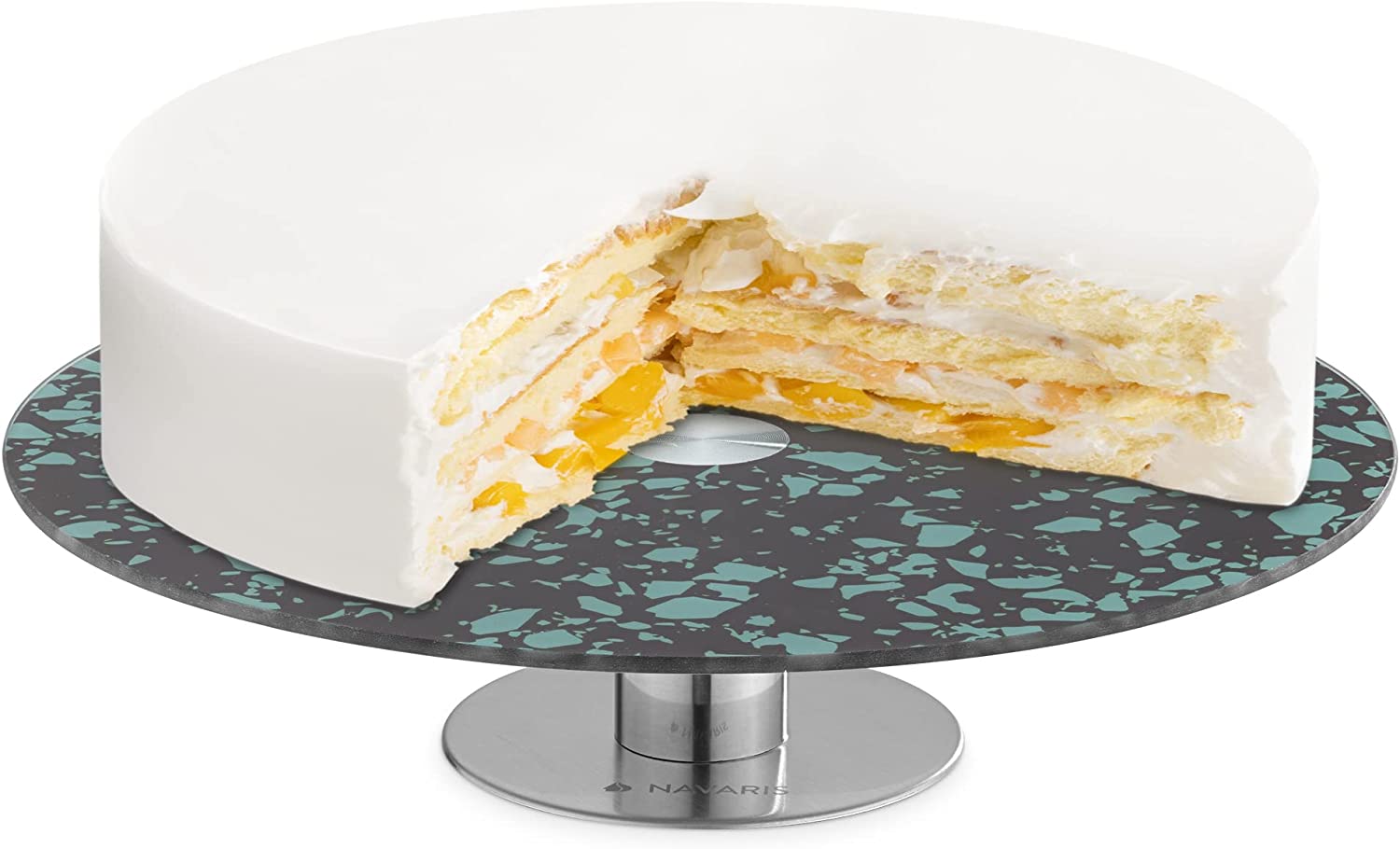 Navaris Περιστρεφόμενη Τουρτιέρα από Γυαλί και Βάση από Ανοξείδωτο Ατσάλι - Grey - 58151.01