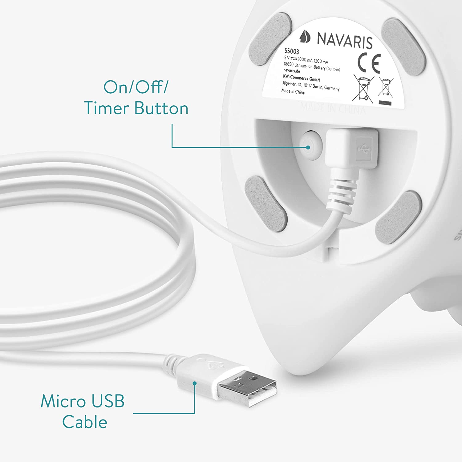 Navaris LED Night Light RGB - Παιδικό Νυχτερινό Φως με Αλλαγή Χρωμάτων - Design Sitting Dino - White - 55003.02.02