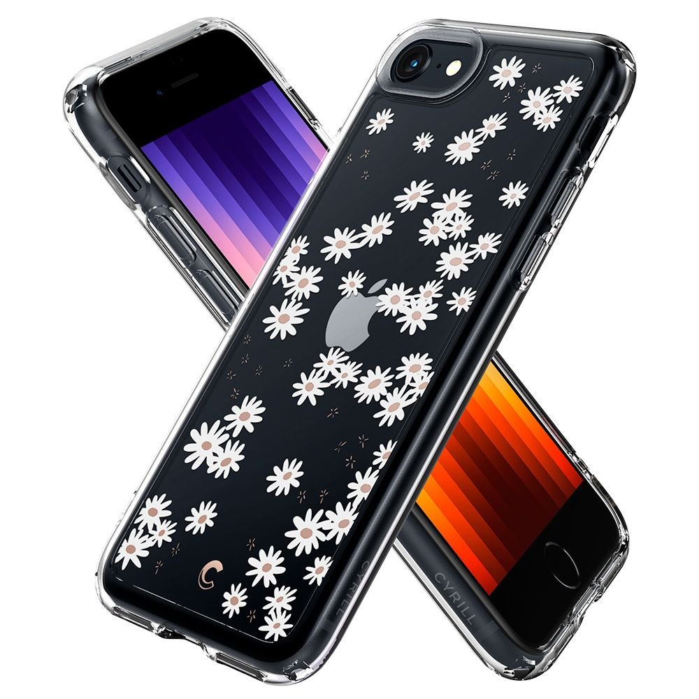 CYRILL iPhone SE 2022 / SE 2020 / 7 / 8 Cecile Σκληρή Θήκη με Πλαίσιο Σιλικόνης - White Daisy