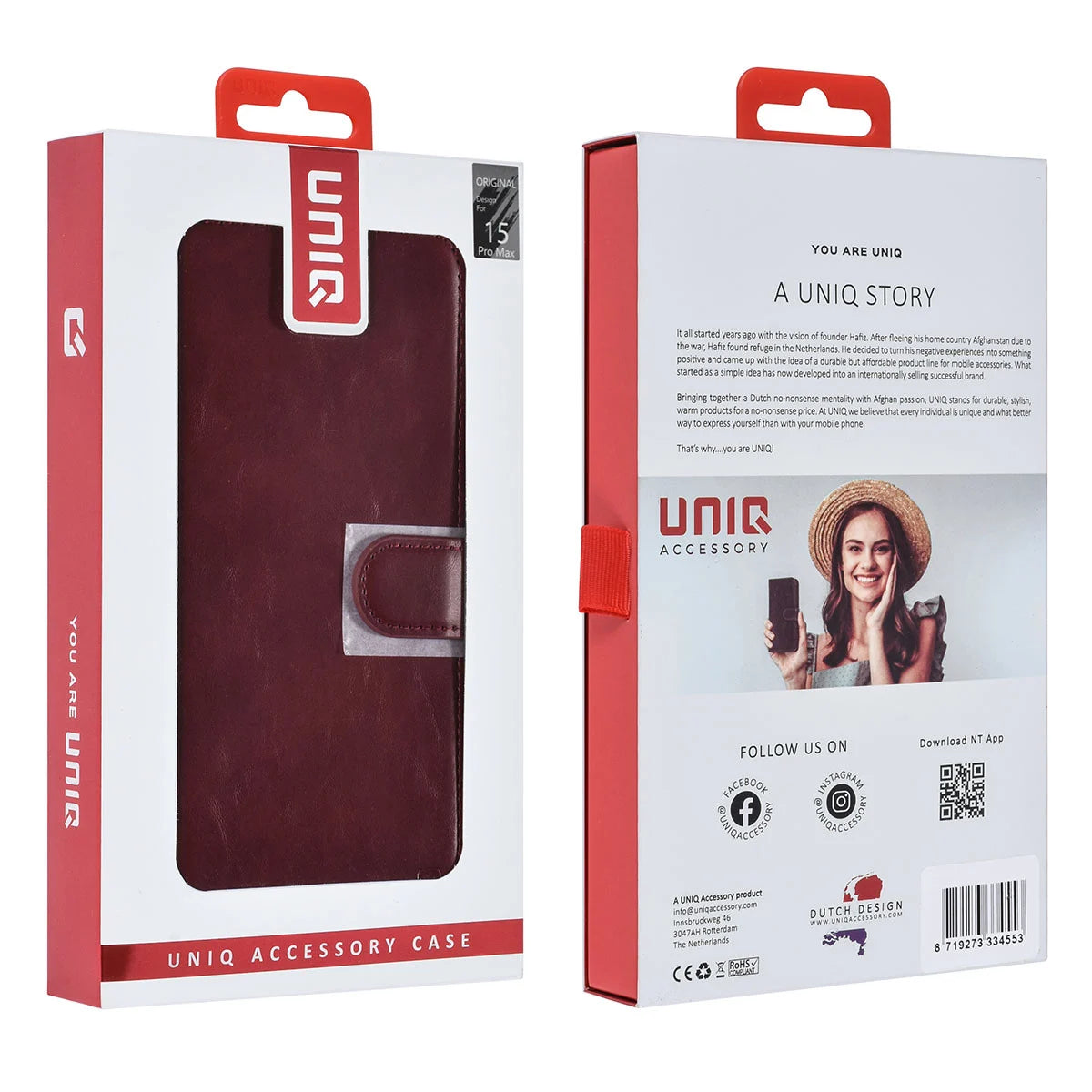 Tuniq iPhone 15 Pro Max - 2 σε 1 - Θήκη Πορτοφόλι από Δερματίνη με Αποσπώμενη Θήκη - Κόκκινη