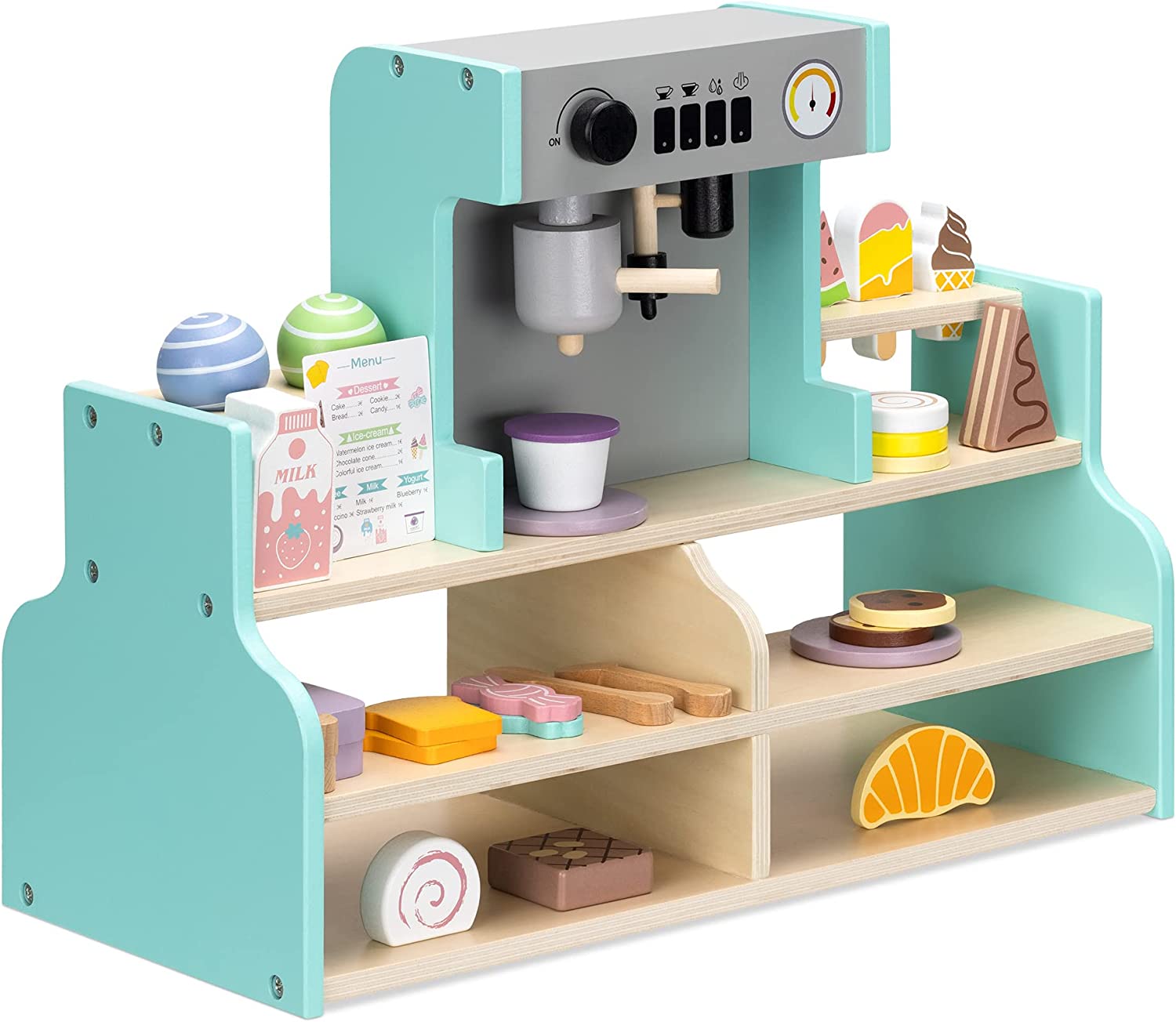 Navaris Ξύλινο Παιχνίδι Kαφετιέρα για Παιδιά - Green / Multicolor - 56389.01