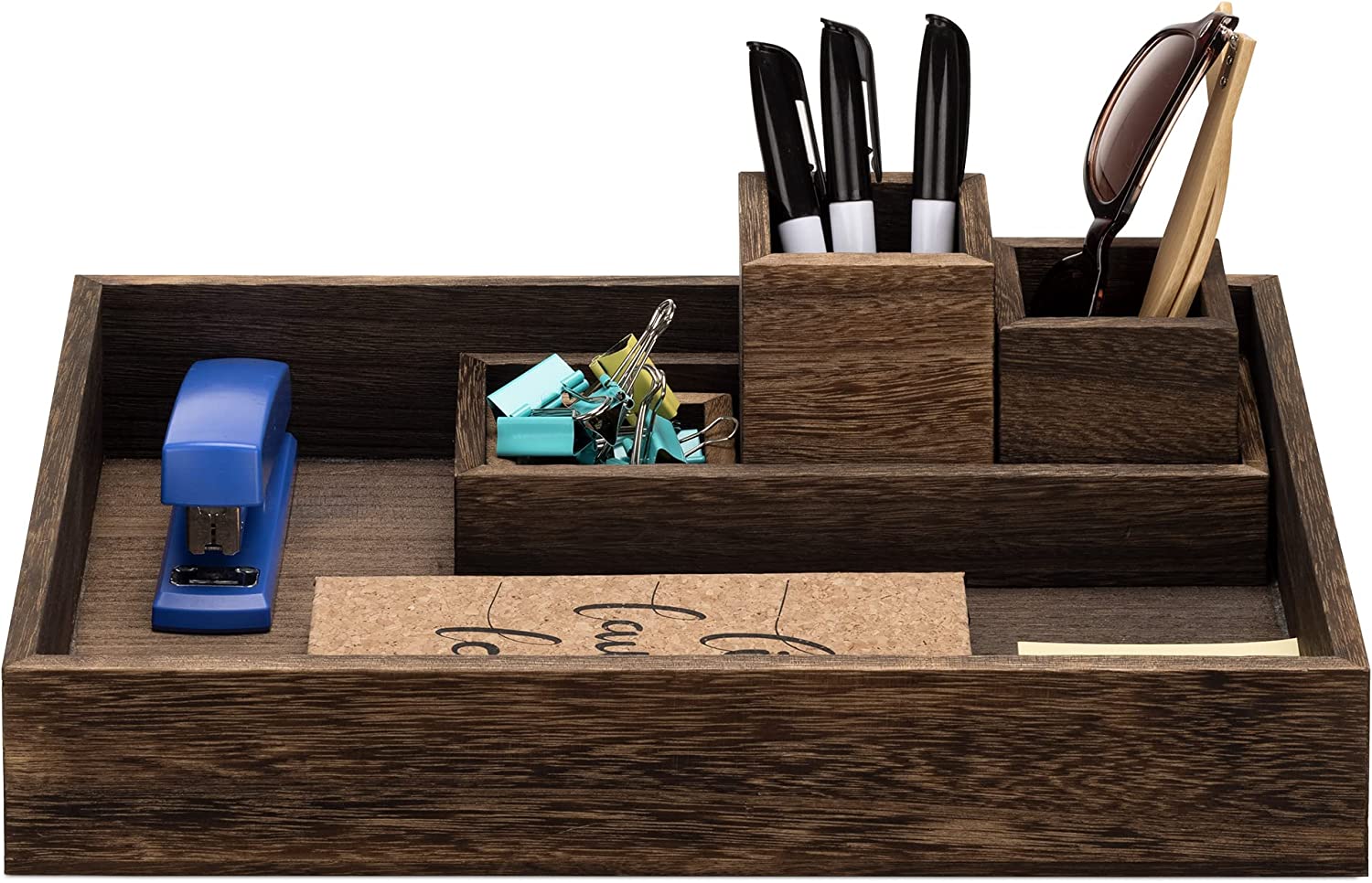Navaris Σετ με 5 Ξύλινες Βάσεις Οργάνωσης Γραφείου - Dark Brown - 58091.05