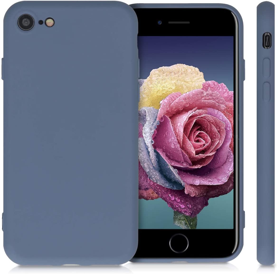KW iPhone SE 2022 / SE 2020 / 7 / 8 Θήκη Σιλικόνης Rubberized TPU - Blue Grey - 49979.12