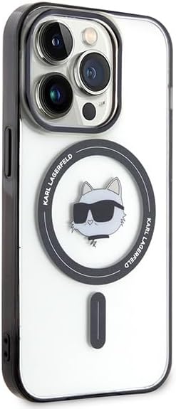 Karl Lagerfeld iPhone 15 Pro Max - IML Choupette's Head Magsafe Σκληρή Θήκη με Πλαίσιο Σιλικόνης και MagSafe - Διάφανη / Black - KLHMP15XHCHNOTK