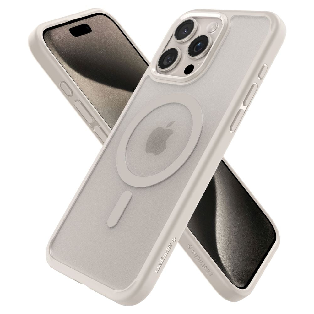 Spigen iPhone 15 Pro Max Ultra Hybrid Mag Σκληρή Θήκη με Πλαίσιο Σιλικόνης Και MagSafe - Frost Natural Titanium