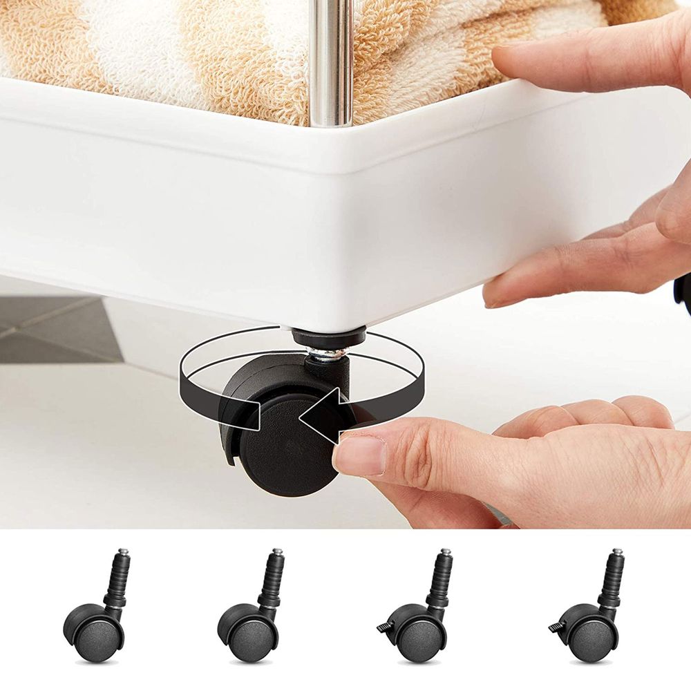 Songmics Πλαστικό Καρότσι Εξοικονόμησης Χώρου για Οργάνωση και Αποθήκευση με 4 Ράφια - 40 x 13 x 93 cm - White - KSC018W01