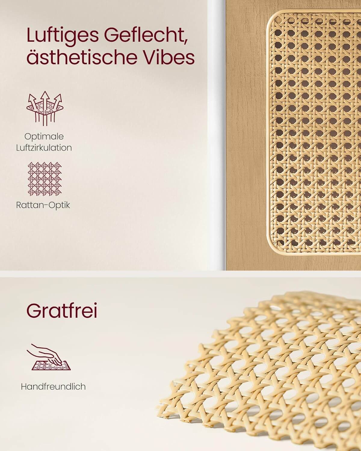 Vasagle Γωνιακή Ραφιέρα 5 Ραφιών με Πλαϊνά Πάνελ από Συνθετικό Rattan και Μεταλλικό Σκελετό - 31.9 x 31.9 x 156.4 cm - Oak Beige - LLS588Y57