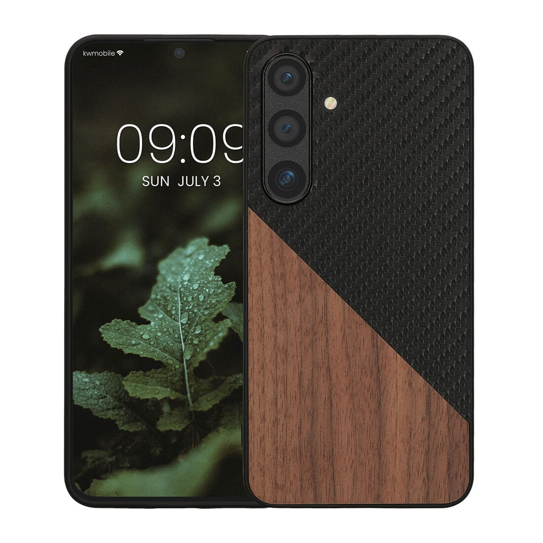 KW Samsung Galaxy S24 Θήκη από Φυσικό Ξύλο και Carbon - Dark Brown / Black
