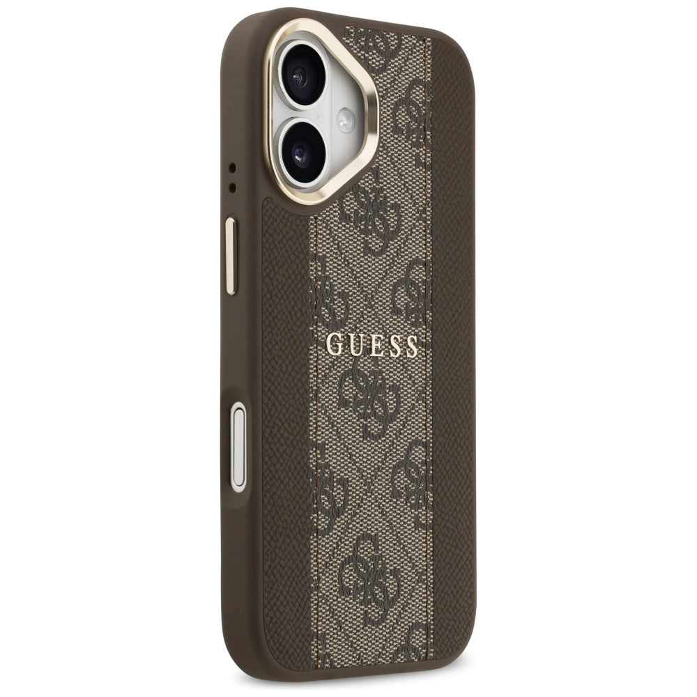 Guess iPhone 17 - 4G Stripe MagSafe - Θήκη με Επένδυση Συνθετικού Δέρματος - Brown - GUHMP17SPG4SEMCW