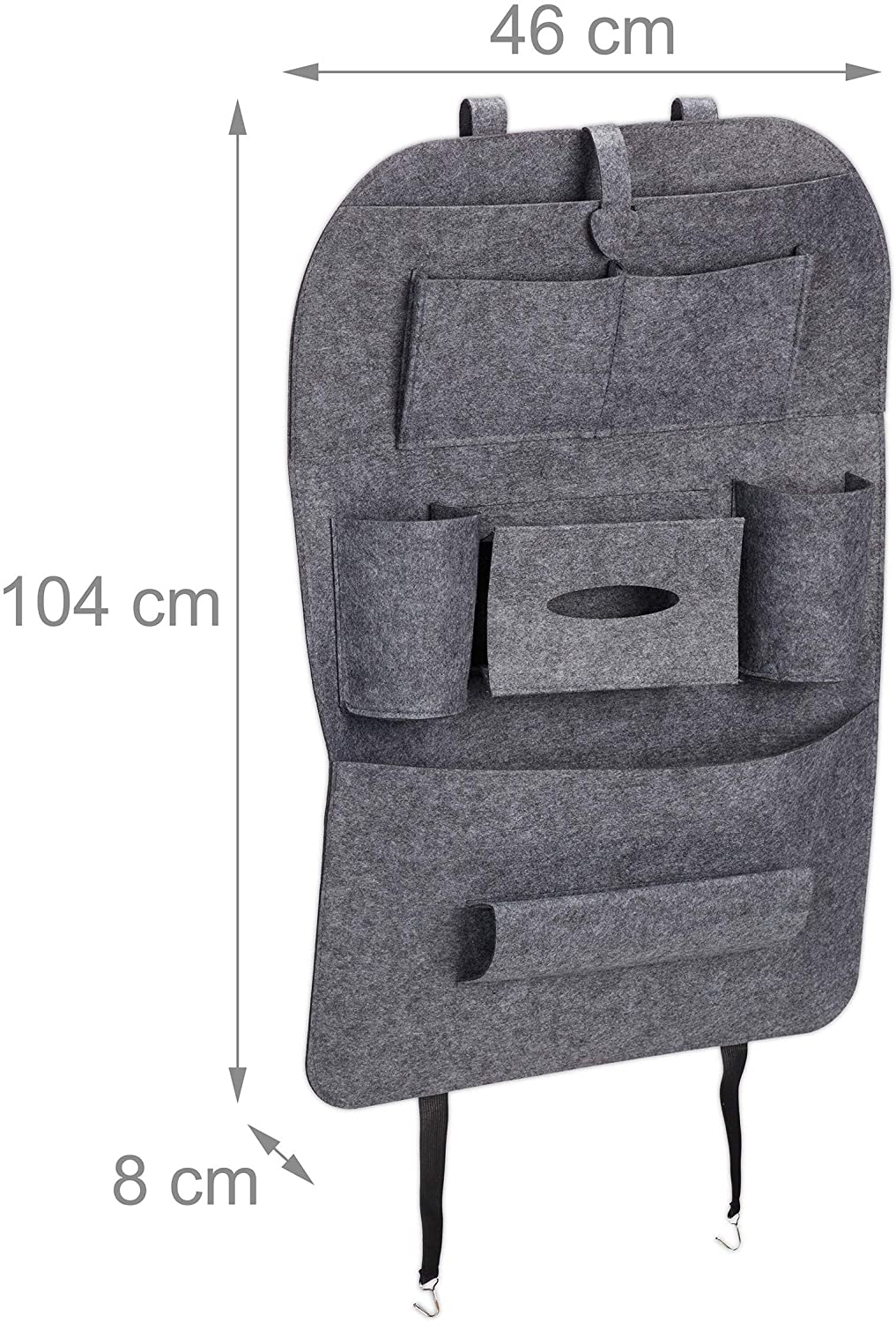 Relaxdays Θήκη Πλάτης Καθίσματος Αυτοκινήτου - XL - Grey - 4052025895358