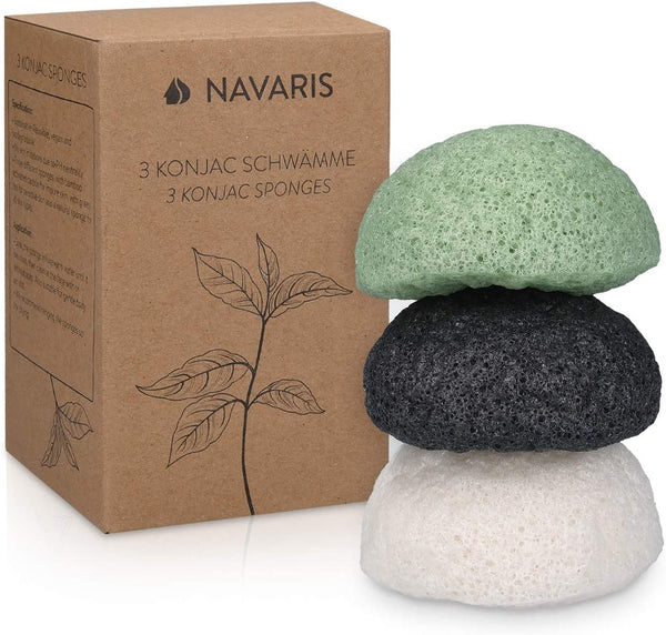 Navaris Set of Konjac Sponges Σετ με 3 Σφουγγάρια Καθαρισμού Προσώπου και Σώματος - 49124.32