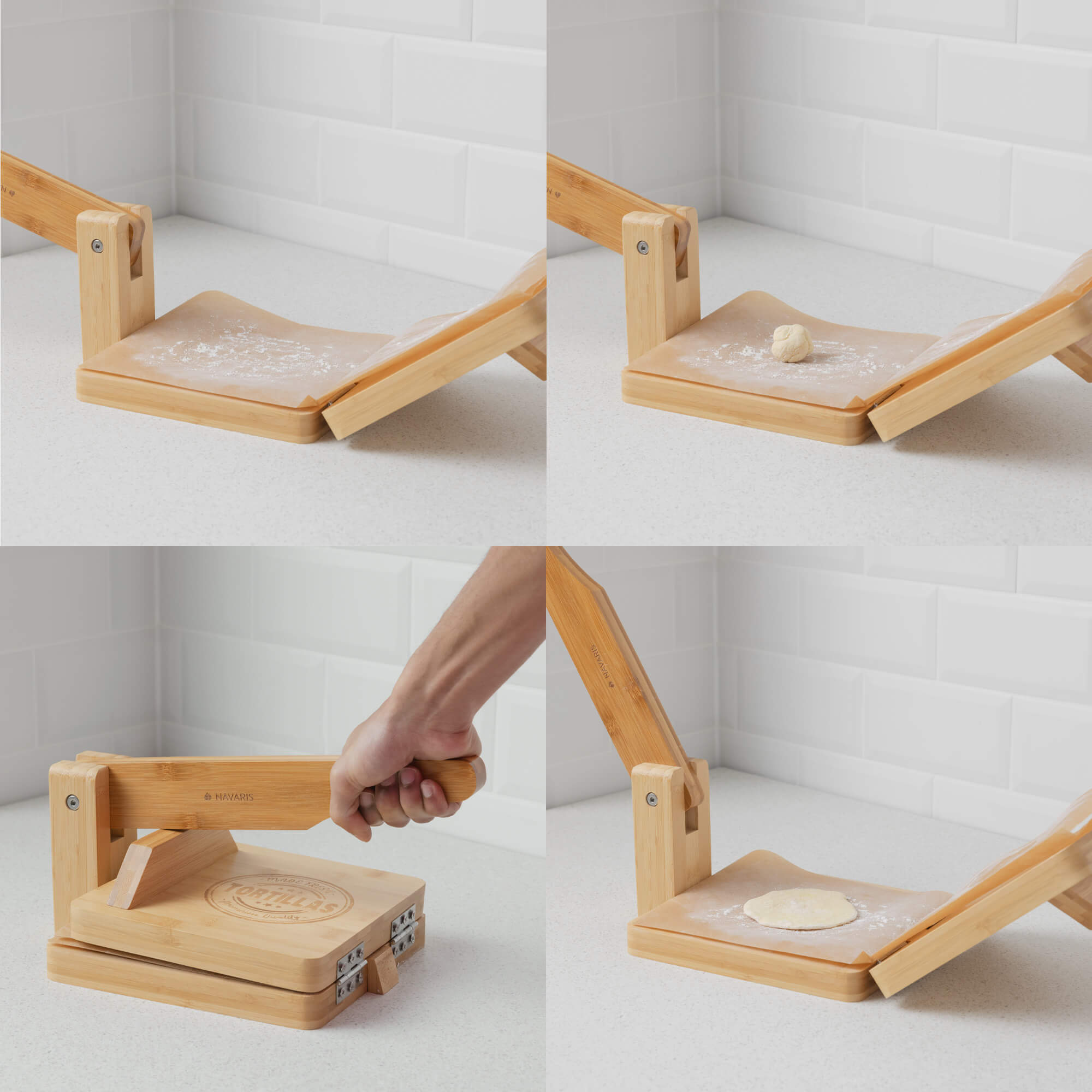 Navaris Πρέσα από Μπαμπού για Τορτίγια - Light Brown - 54816.01