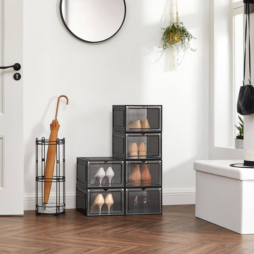 Songmics Σετ με 6 Κουτιά Αποθήκευσης Υποδημάτων - Black - LSP032B06