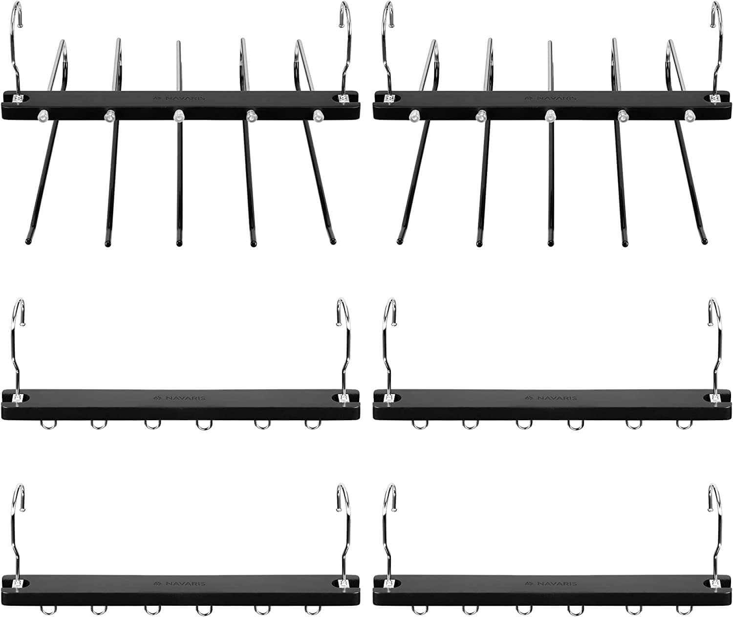 Navaris Σετ με 2 Πολυλειτουργικές Κρεμάστρες Ρούχων 6 Θέσεων και 2 Κρεμάστρες Παντελονιών - Black - 56081.01.01
